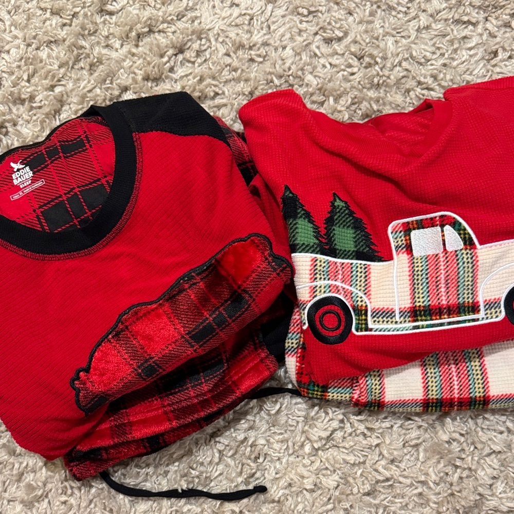 Eddie Bauer Red and Black Plaid Men's pajama sets (2 total)